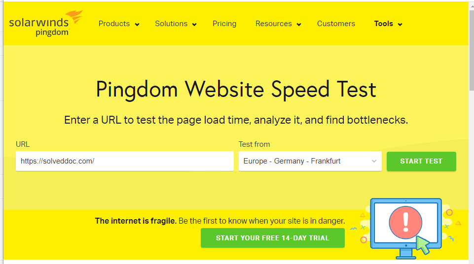 Pingdom Speed Test:
