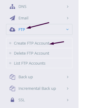 Create FTP account