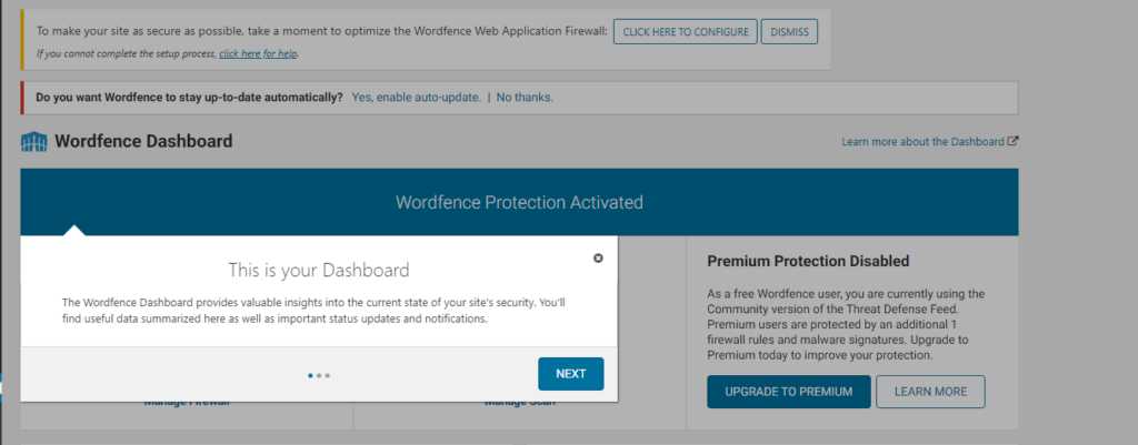 Wordfence Dashboard