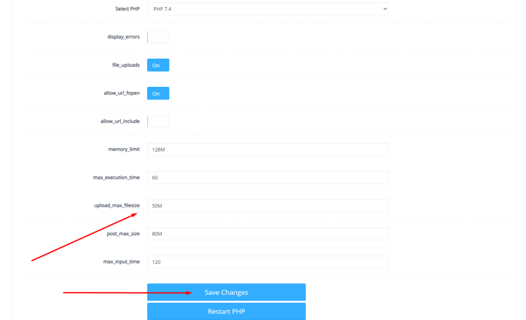 Change Upload limit On CyberPanel