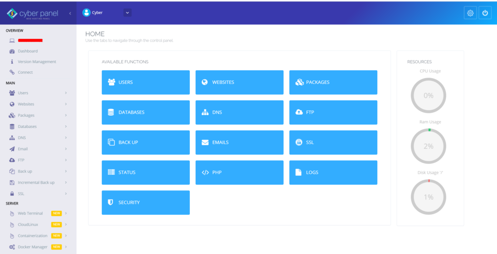 compelet cyberpanel features list