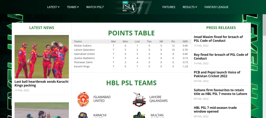 PSL Live Streaming