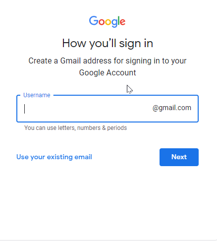 google mail username 