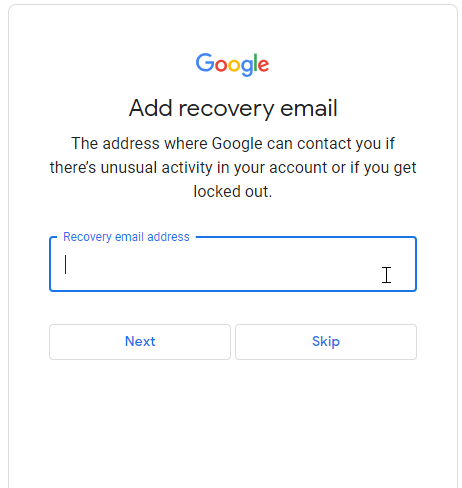 Step 7: Set Up Account Recovery Options (Optional):